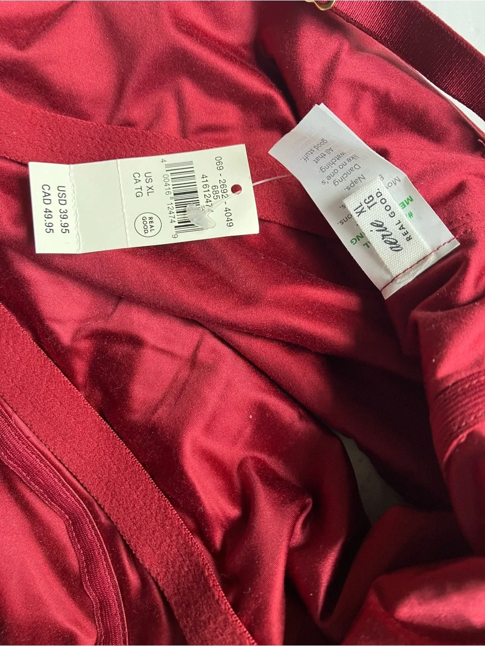 Aerie‎ Red Satin Lace Detail Bralette Tank XL NWT